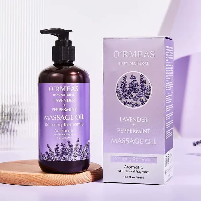 Huile corporelle de massage infusée à la lavande et à la menthe poivrée - Formule chauffante et hydr