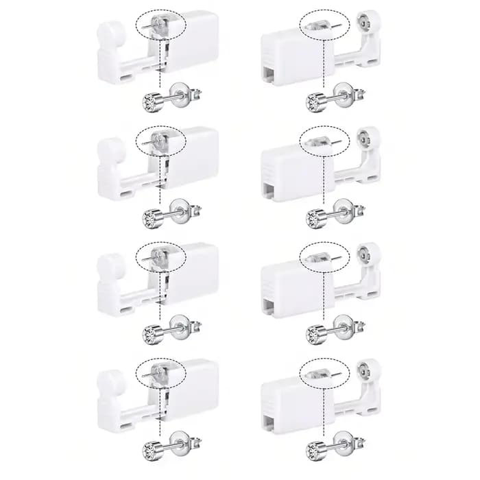 Kit de pistolet de perçage d'oreille jetable, 8 pièces, boucles d'oreilles auto-perçage à la maison,