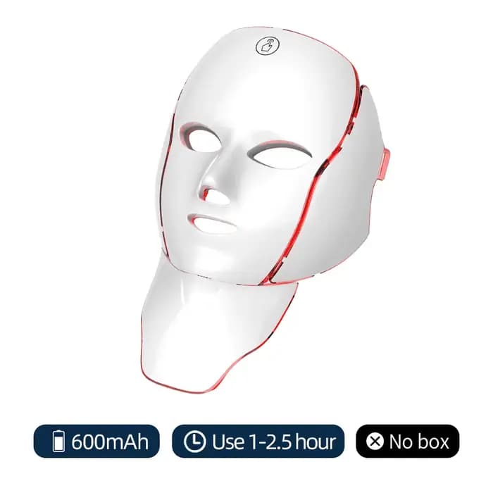 Masque facial LED avec traitement lumineux du cou 7 couleurs, masque facial à lumière rouge pour ant