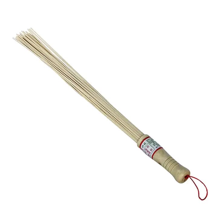 1 bâton de massage portable en bambou pour fitness et relaxation, avec manche en bois écologique