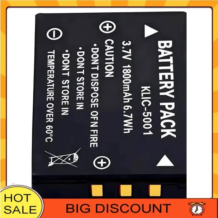 Batterie de caméra K5001 1800Mah pour Kodak Klic-5001 Easyshare DX6490 DX7440 DX7590 DX7630 P712 P85