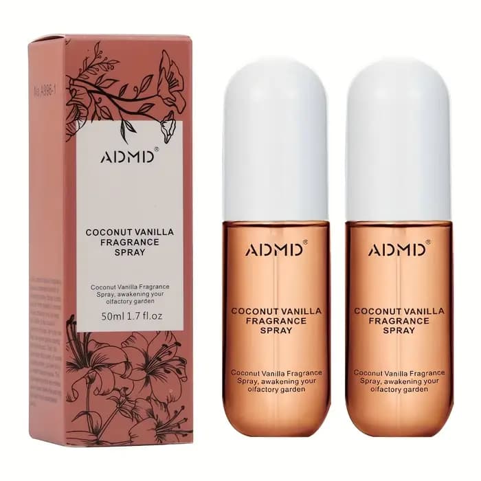 Lot de 2 sprays parfumés à la noix de coco – Désodorisant double usage pour cheveux et corps, parfum