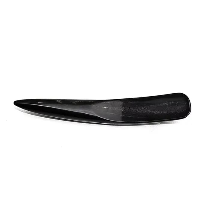Planche de massage Gua Sha en corne de buffle noire, outil de grattage pour points de pression, bâto