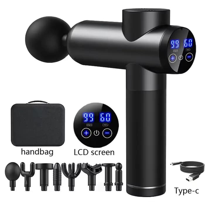 Pistolet de Massage, Massage musculaire profond à haute fréquence, Relaxation, choc électrique, écra