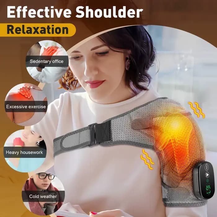 Attelle d'épaule chauffante électrique, sangle de soutien de Massage d'épaule avec chauffage réglabl