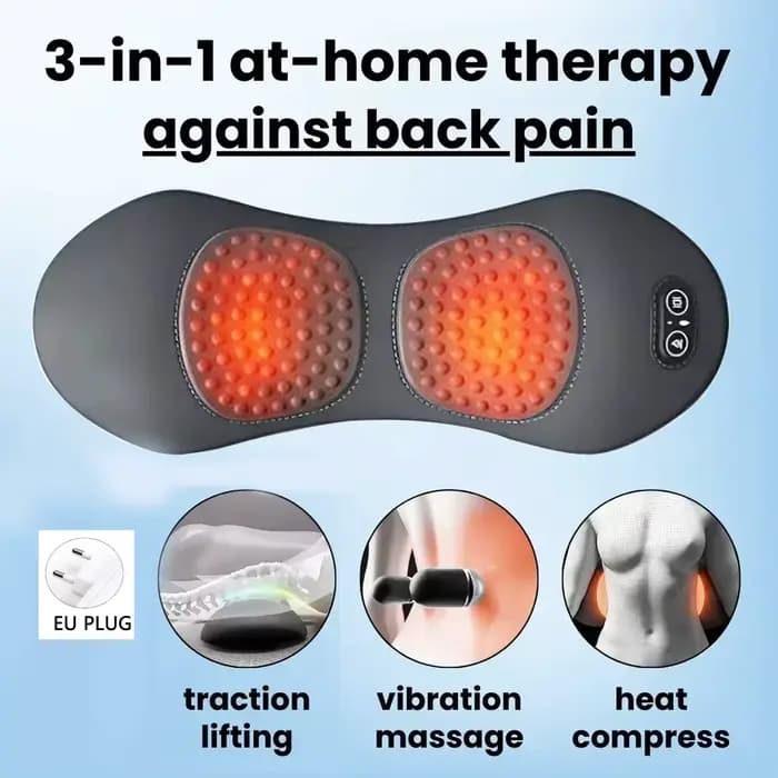 Masseur de dos 3 en 1, Vibration thermique pour soulager les maux de dos, hernie discale, Support ex