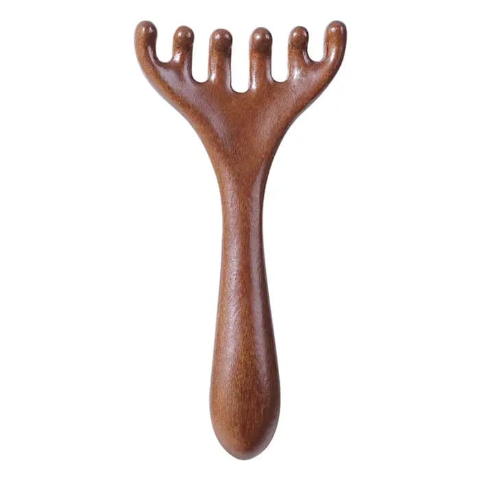 Peigne de Massage méridien à Six griffes, antistatique, en bois naturel, à dents larges, outil Gua S
