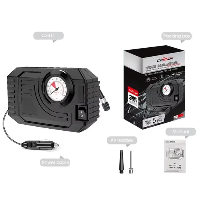 CARSUN Mini pompe à Air gonfleur de pneu voiture électrique Mini 20L/Min compresseur d'air Portable