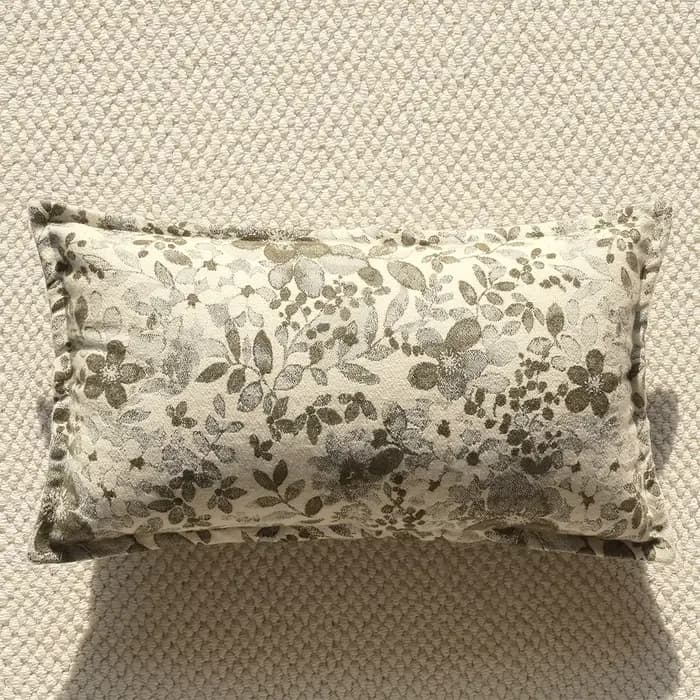 Housse de coussin Jacquard à fleurs rétro américaines, café vert, housses d'oreiller en Chenille de