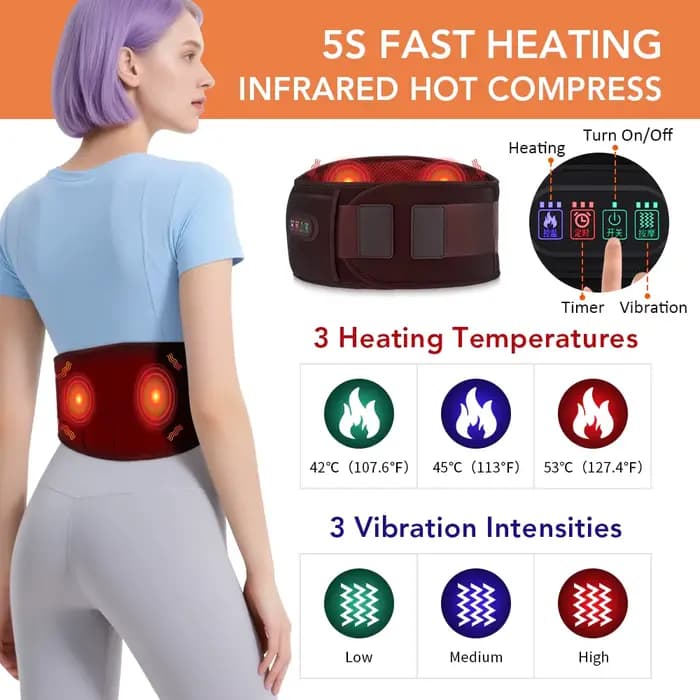 Masseur de vibrations pour le bas du dos, plaques de colonne vertébrale, ceinture de soutien, coussi