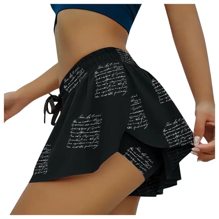 Jupe de sport pour femme, imprimé papillon, jupe courte intérieure, taille haute élastique, mini hak