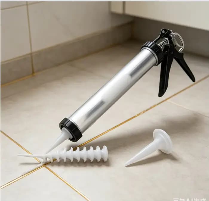 Pistolet à calfeutrer en aluminium et silicone, 600ml, 1 pièce, avec 10 buses pour calfeutrage et co