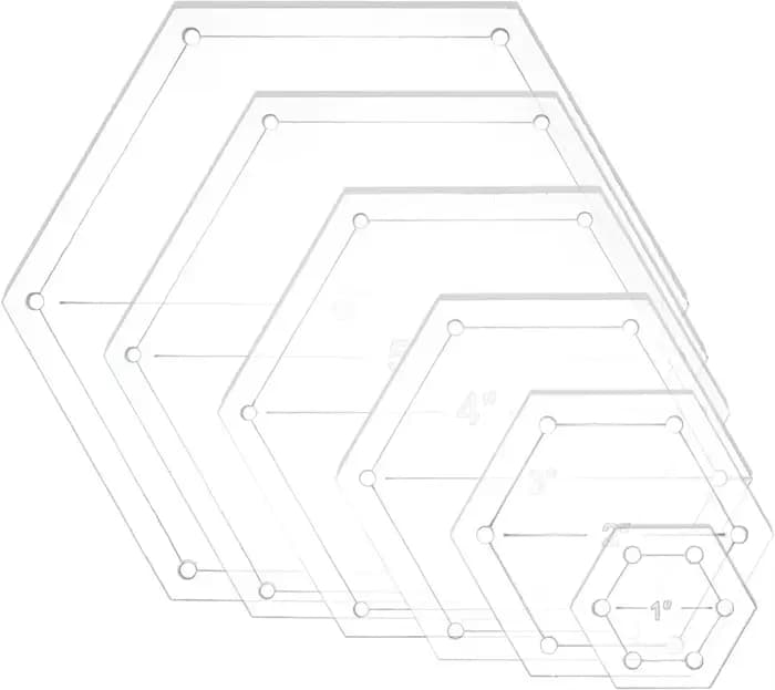 Ensemble de 6 gabarits de quilting hexagonaux, outil de couture multifonctionnel pour le quilting, l