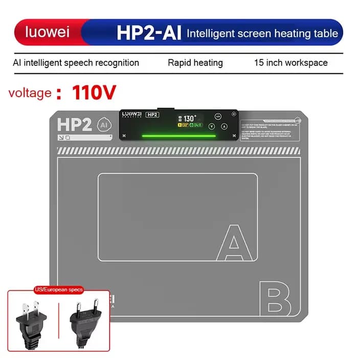 LUOWEI LW-HP2 15 ''AI coussin chauffant intelligent contrôle de température double Zone 1.74 ''affic