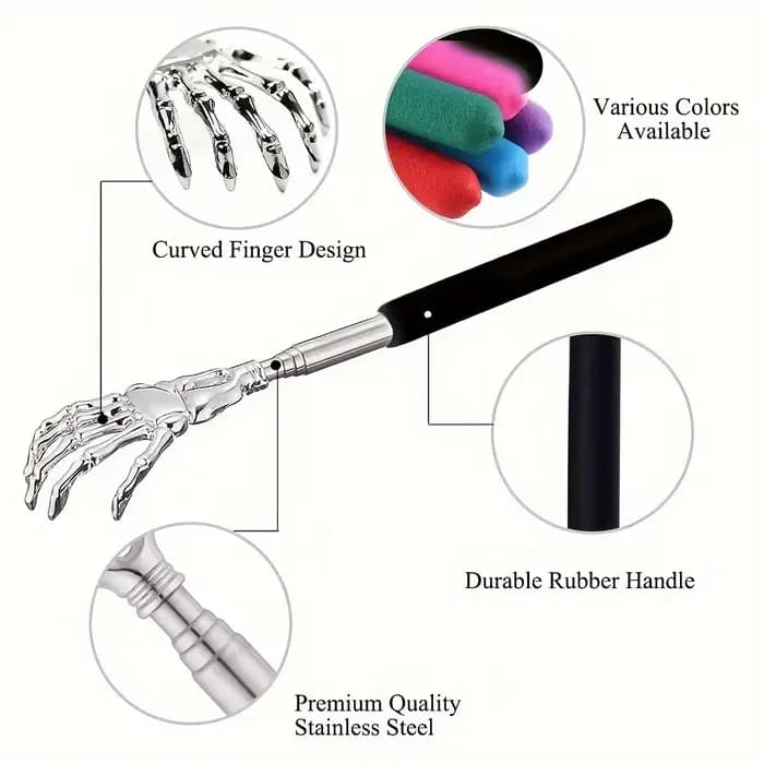 Ohio eur de dos extensible portable, grattoir télescopique, acier inoxydable, hommes et animaux de c