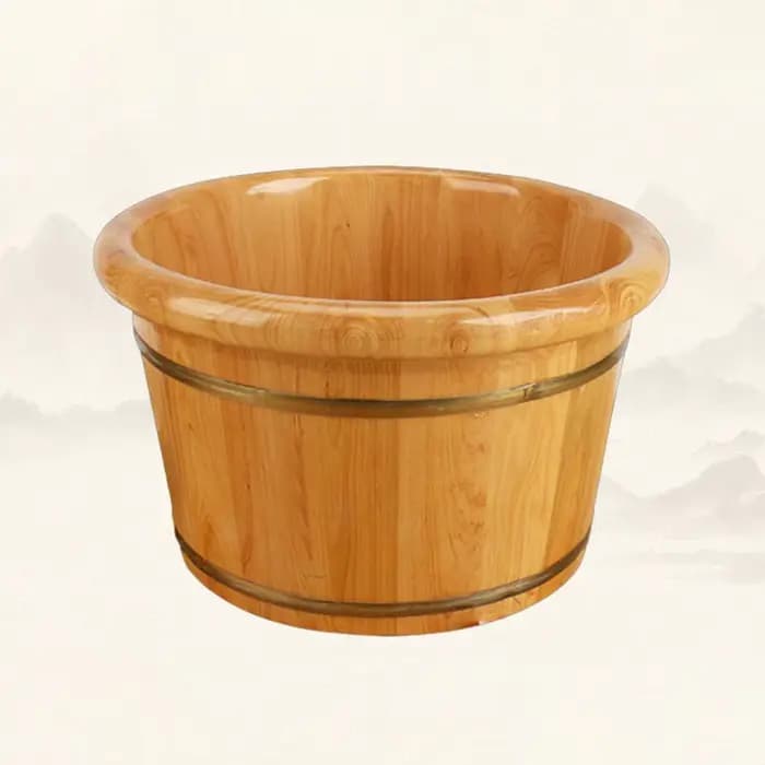 Baignoire à pieds en bois, seau à pieds en bois épais, baril en bois à bords arrondis, durable, pour