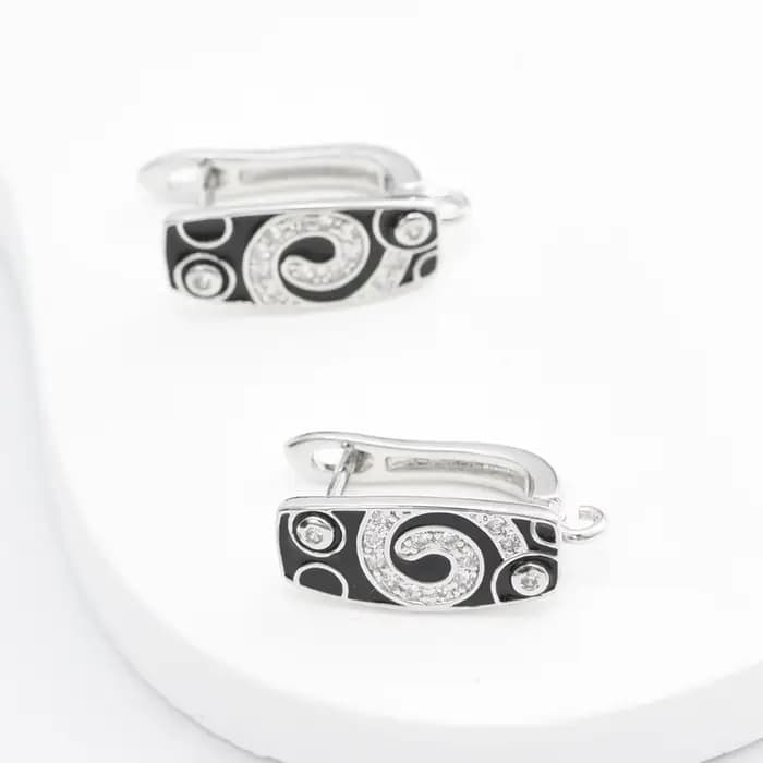 1 Paire de composants de boucles d'oreilles plaqués noir canon, crochets de boucles d'oreilles en la