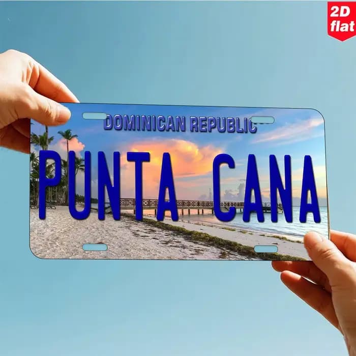 Plaque en métal HD, Décoration murale vintage Punta Cana République Dominicaine, Plaque d'immatricul