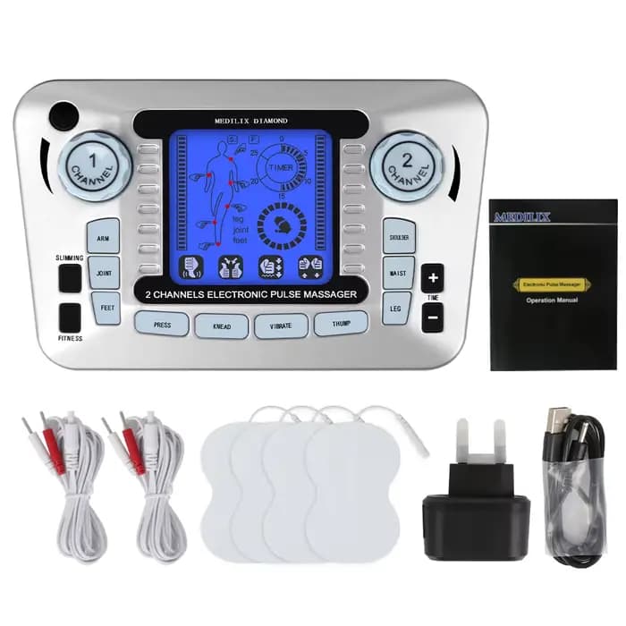 Tens EMS-Appareil de massage à impulsions électriques, appareil de thérapie numérique, 12modes, stim