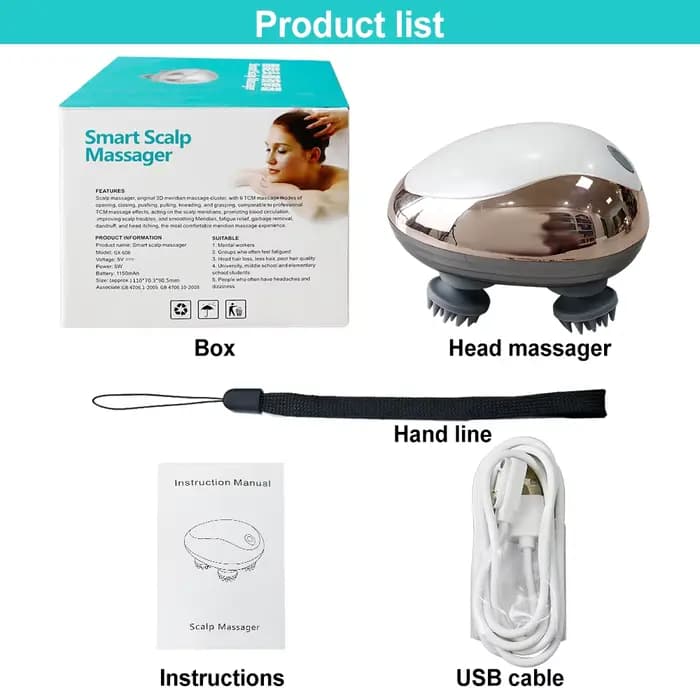 Masseur de tête électrique vibrant pour le cuir chevelu, appareil de pétrissage pour stimuler la cir