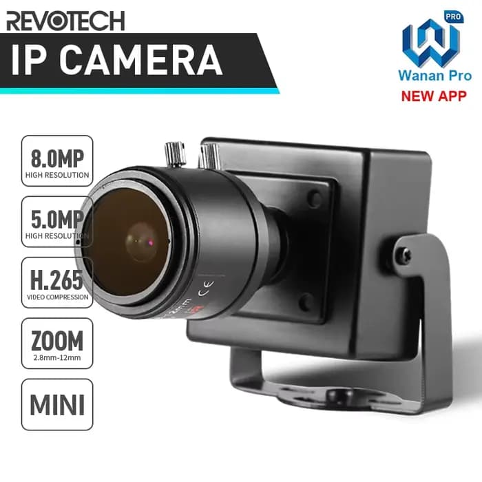 Caméra IP miniature intérieure REVOTECH 8MP 5MP 2.8-12mm avec zoom manuel, système de sécurité HD ON