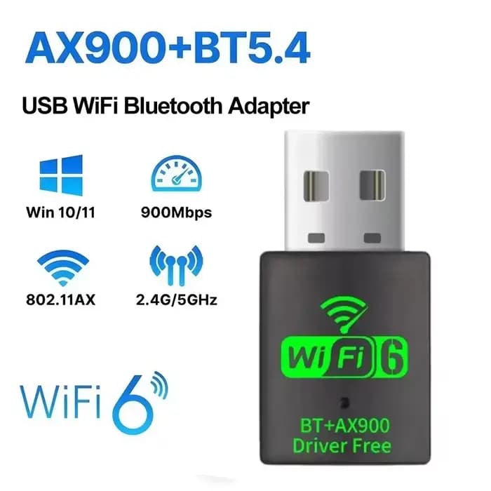 Wifi 6 Mini USB Dongle carte réseau BT 5.4 récepteur Dongle AX900 pour Win 10/11 PC double bande 2.4