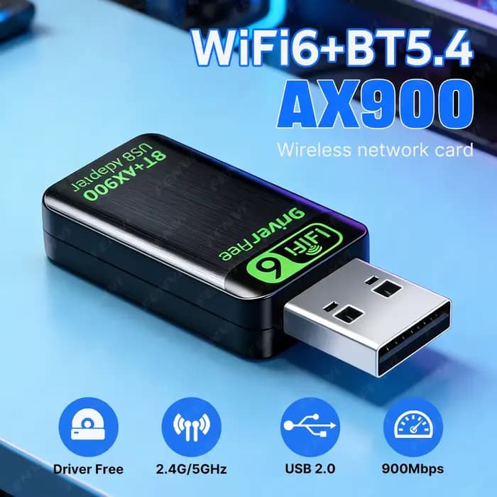 Adaptateur USB WiFi 6 AX900 BT5.4 2-en-1, Dongle double bande 2.4G & 5GHz, Récepteur réseau sans fil