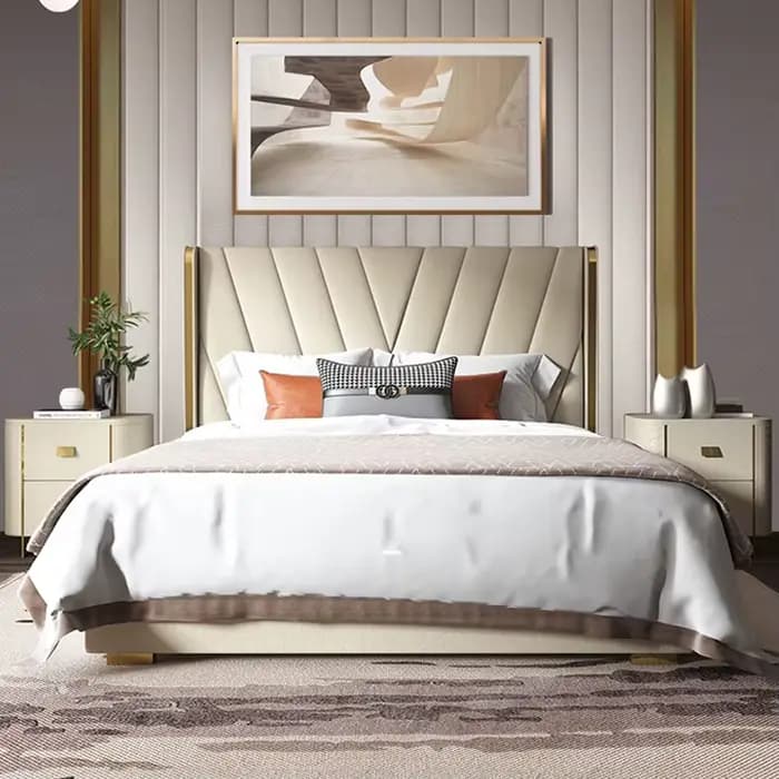 Nouveauté ensemble de chambre à coucher moderne Ottoman ensemble de lit de luxe lits d'hôtel en bois