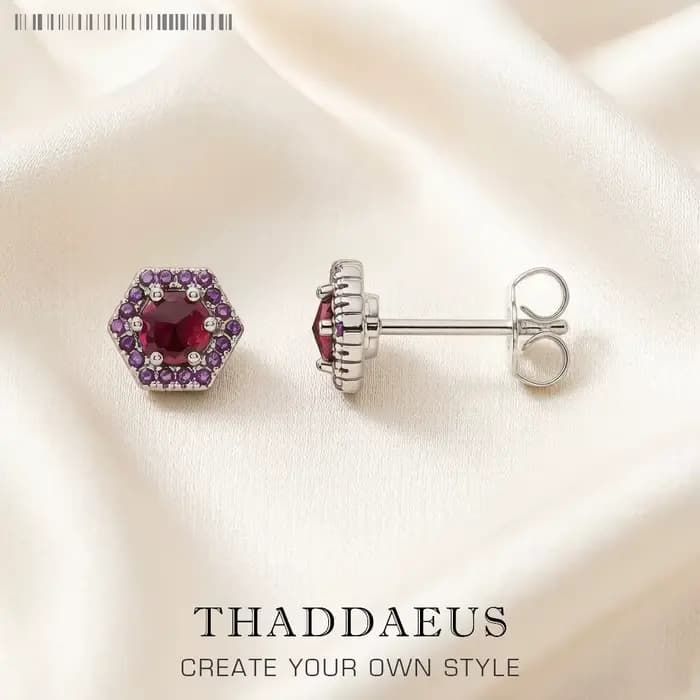 Boucles d'oreilles à clous rouges hexagonaux pour femmes, bijoux fins de style européen, cadeau décr