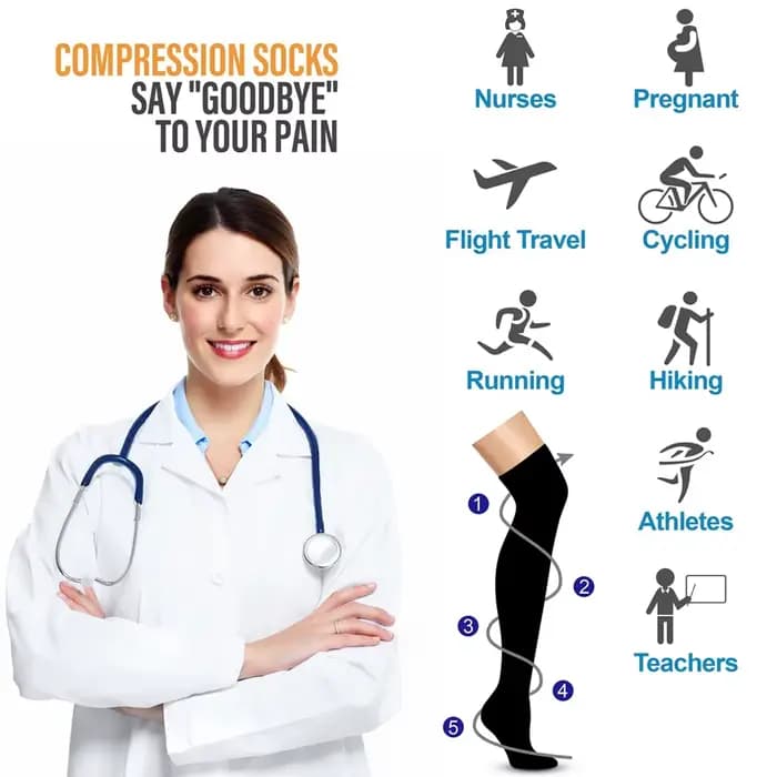 Bas de compression à hauteur de cuisse pour hommes et femmes