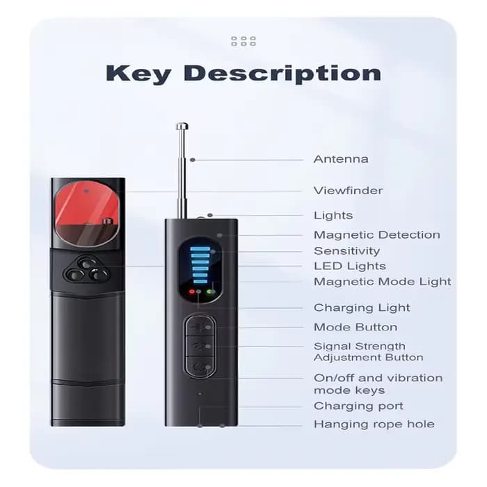 Détecteur de caméra cachée Anti-espion, traceur GPS de voiture, dispositif d'écoute, Bug RF sans fil, Scanner de tous les signaux, Gadget de Protection de sécurité