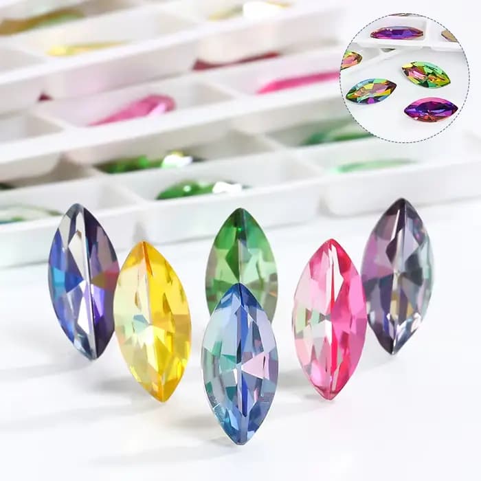 Strass en verre K9 brillant coloré, cristaux de verre pointus pour colle artisanale sur perles de robe, pierres de décoration