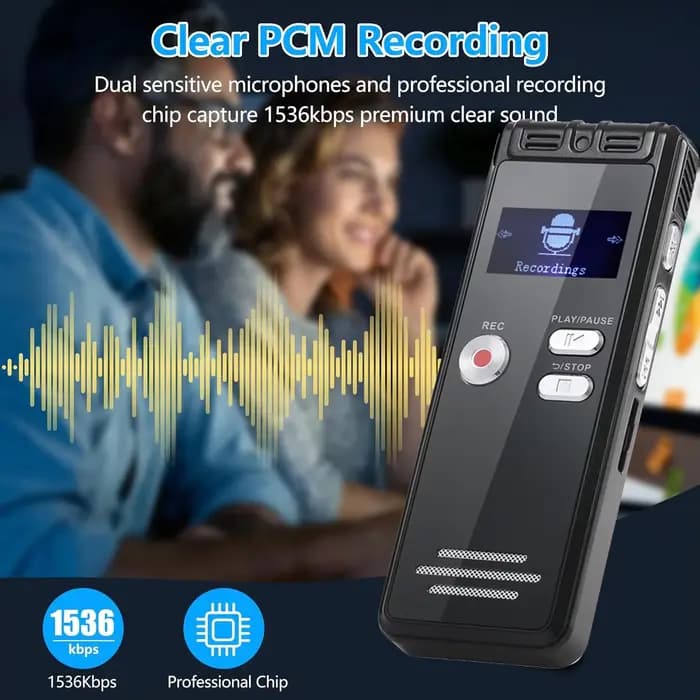 Enregistreur numérique à commande vocale avec lecture-dispositif d'enregistrement Audio 2200 heures, dispositif d'enregistrement à bande double micro HD 1536Kpbs pour