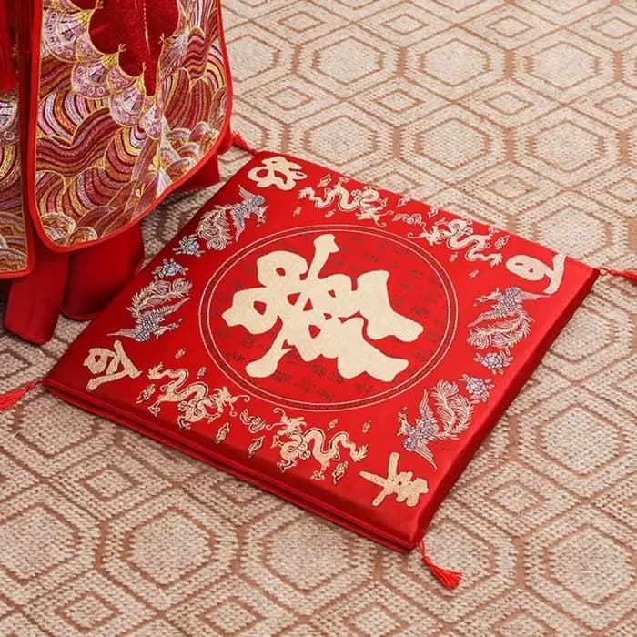 Coussin de siège de mariage de Style chinois, 2 pièces, rouge, cadeaux de mariage du nouvel an, coussin à genoux, baie vitrée, canapé, décoration de maison, oreillers