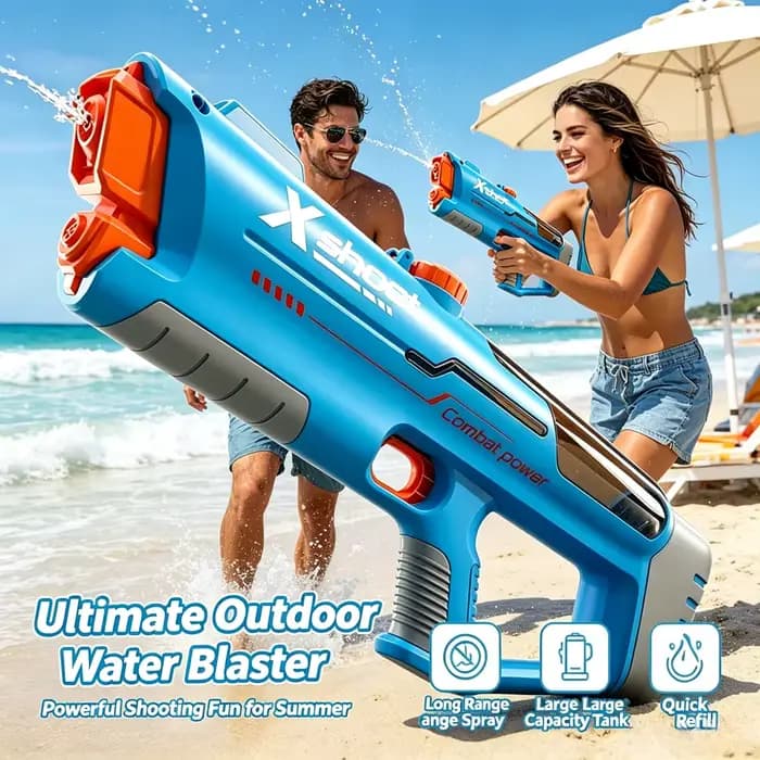 Pistolet à eau électrique automatique grande capacité, jouet aquatique d'extérieur, cadeau d'anniversaire d'été pour les jeux de plage et de piscine