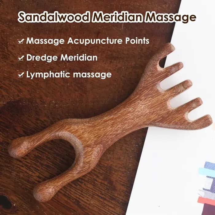 Masseur de cuir chevelu à cinq griffes en bois de santal naturel