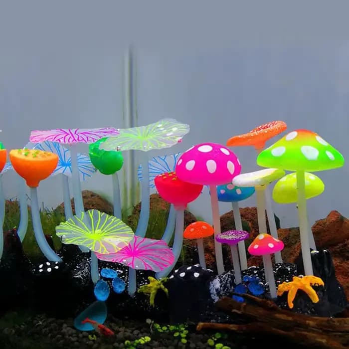 Feuille de Lotus champignon Fluorescent artificiel corail récif brillant Lotus pierres lumineuses aquariums Aquarium décoration lumineuse