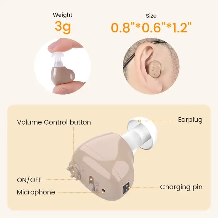Aide auditive rechargeable OTC, longue durée de vie de la batterie, réduction intelligente du bruit, excellent confort, aide auditive presque invisible