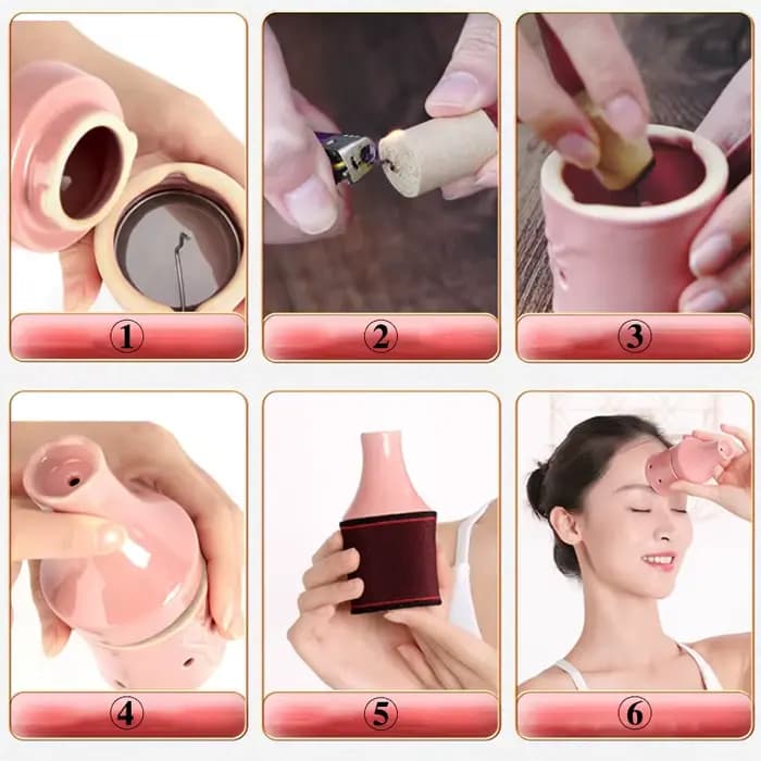 Pot de moxibustion en céramique pour soins du visage chauffants
