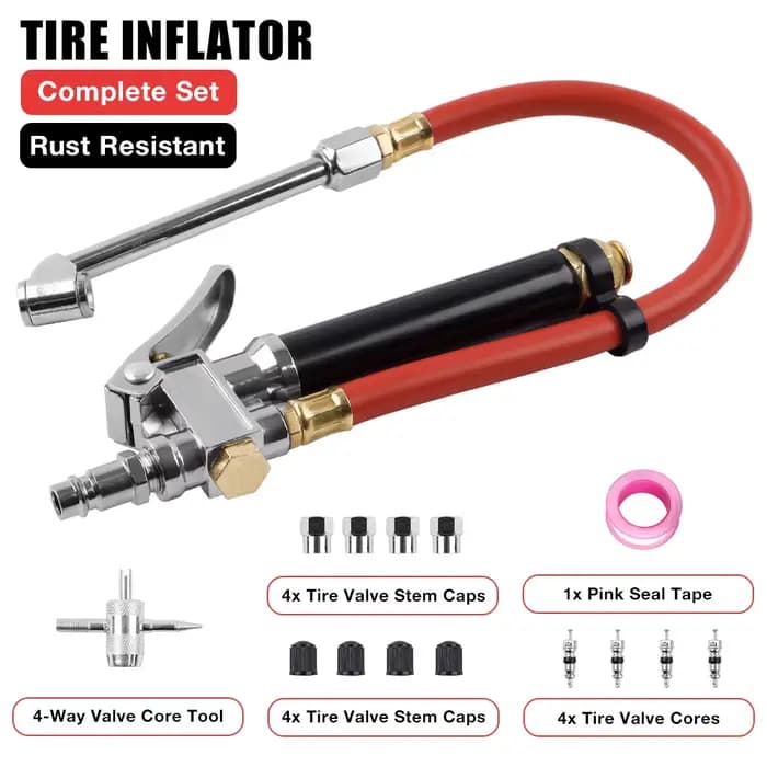 Pistolet à air comprimé mécanique 10-120 PSI, gonfleur de pneus portatif, interface UE, tige de pompe à air, gonfleur rapide, manomètre de surveillance de la pression des pneus de voiture et de moto.