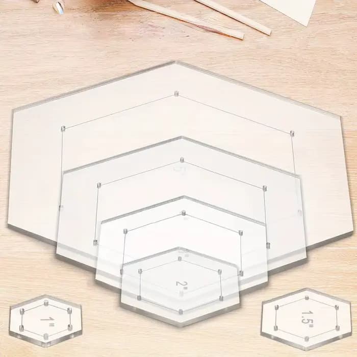Ensemble de 6 gabarits de quilting hexagonaux, outil de couture multifonctionnel pour le quilting, la couture et les loisirs créatifs, pour les quilteurs professionnels et les amateurs.