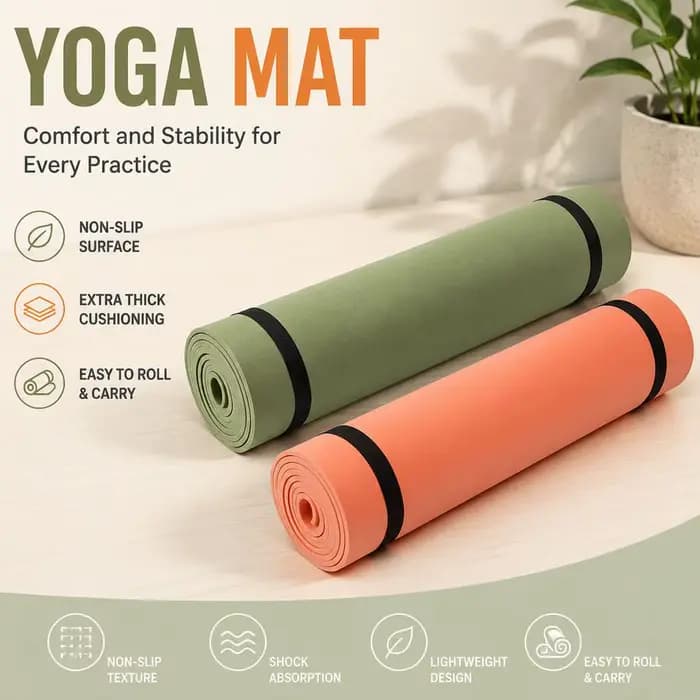 Tapis de yoga et de Pilates, épais, antidérapant, coussin de yoga, tapis d'exercice de fitness pour femmes, idéal pour la maison et la salle de sport