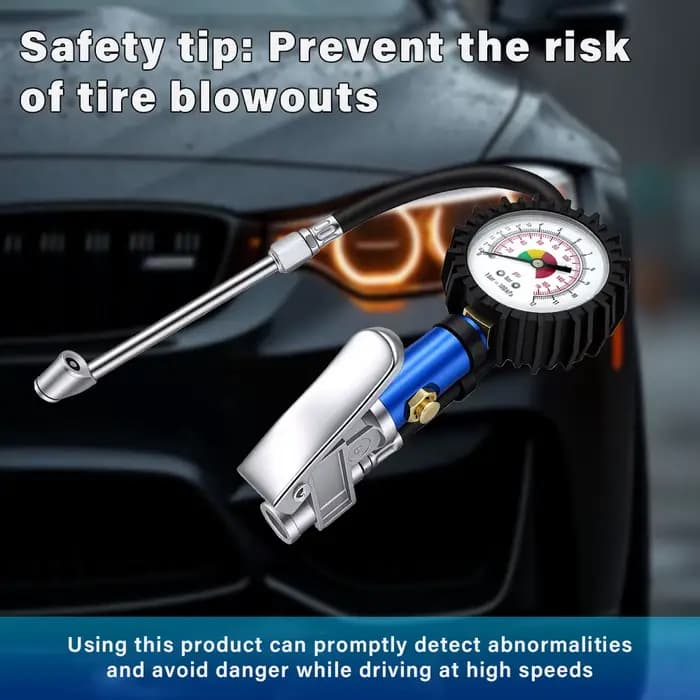 Pistolet gonfleur de pneus avec manomètre, 12 pistolets gonfleurs de pneus auto-serrants avec manomètre et connecteur rapide