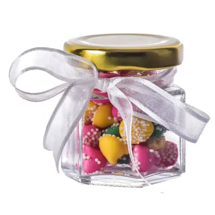Bocaux Hexagonaux en Verre de Qualité Alimentaire Premium Mini Pots avec Légumes pour Cadeaux, Faveurs de Mariage, Miel, Confitures et Plus