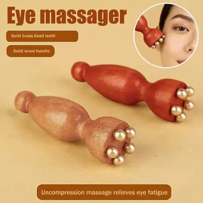 Masseur facial, outil de beauté Gua Sha en forme de graine de lotus avec perles en laiton et bois de rose