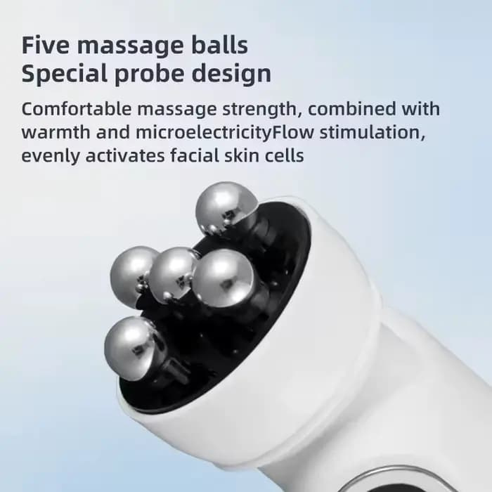 Rouleau de massage facial chauffant EMS avec LED, photothérapie et massage rotatif pour la réduction des pores et des ridules