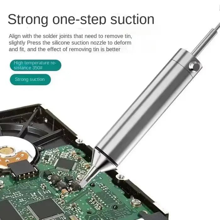 Pistolet à ventouse à souder professionnel en alliage d'aluminium, pompe à dessouder puissante pour la réparation électronique, outil de soudage de PCB, buse en silicone