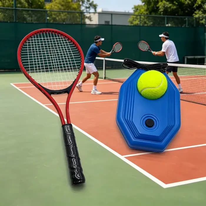 Ensemble d'entraînement de tennis avec raquette – Kit d'entraînement individuel portable pour débutants, utilisation intérieure/extérieure, pas de terrain nécessaire