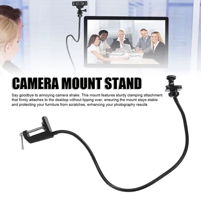 Support de caméra à bras flexible, support col de cygne compatible avec les caméras C922, C930e, C920S, C920, C615, C960, C920x, support de bureau pour webcam à bras flexible