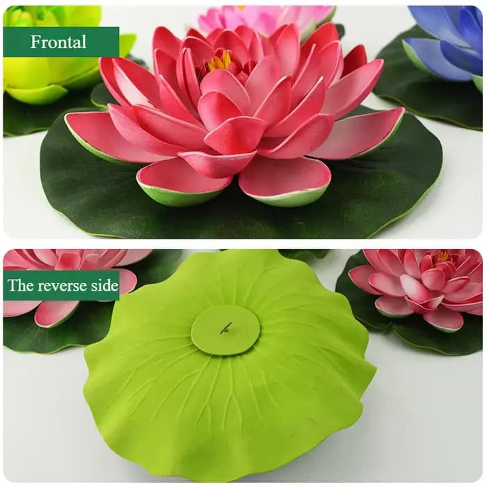 Décoration de piscine de fleurs artificielles, feuille de Lotus et de Lotus, aménagement paysager de plantes vertes, accessoires flottants pour aquarium, nénuphar, 1/2 pièces